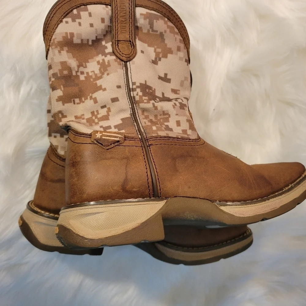 Durango Kids Brown and Camouflage Cowboy Boots 8